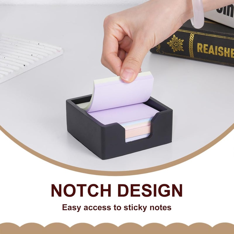 BAOHD Concrete Sticky Note Holder for 3x3 Inch Post Note - Cement Self-Stick Note Memo Pad Holder, Post Notepad Dispenser Organizer, Modern Desk Accessory for Office & Home, Black - Image 4